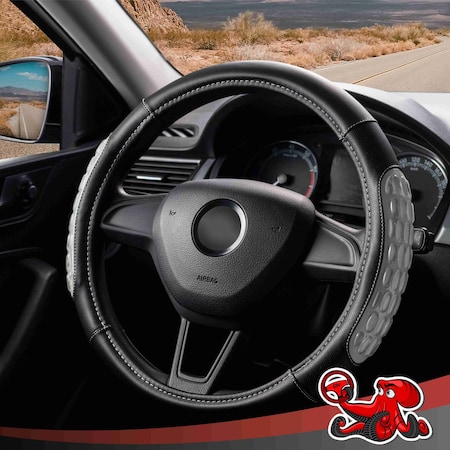 Dsv Standard Steering Wheel Cover, Leather, 15in, Silicone Anti-Slip Finish 99302A